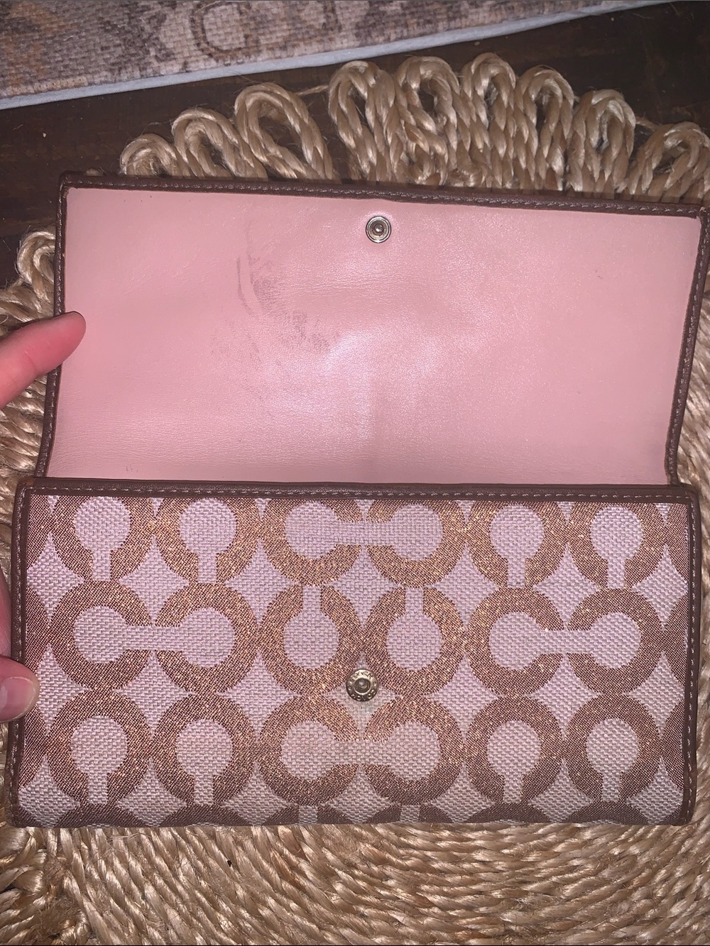Coach Soho Signature Pleated Metallic Gold and Brown Wallet - Picture 9 of 13